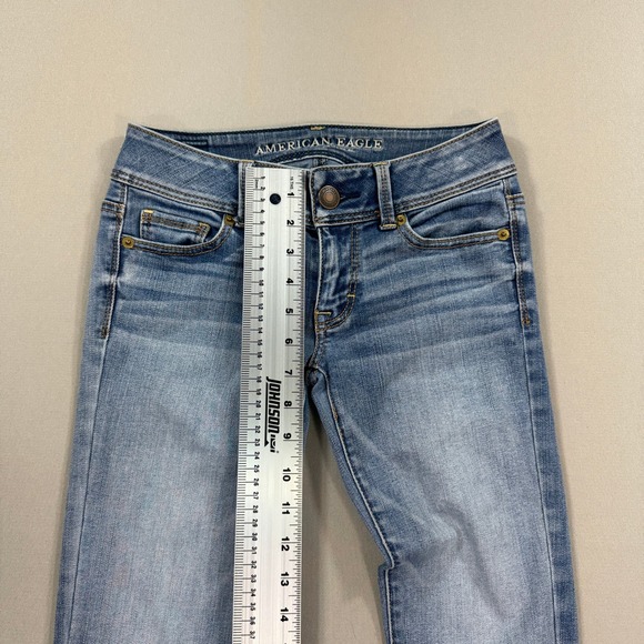 American Eagle Pants Women's 00 Long Med Wash Bootcut Jeans Super Stretch - Picture 7 of 8